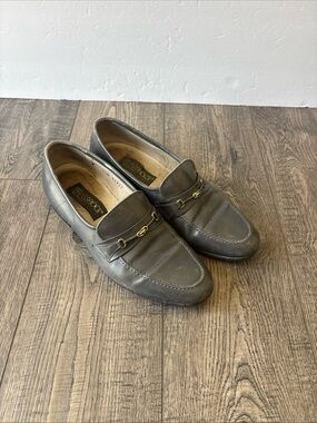 Classic Women's Gray Leather Bit Loafers made in Italy